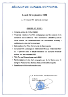 Ordre du jour du CM du 26 septembre 2022